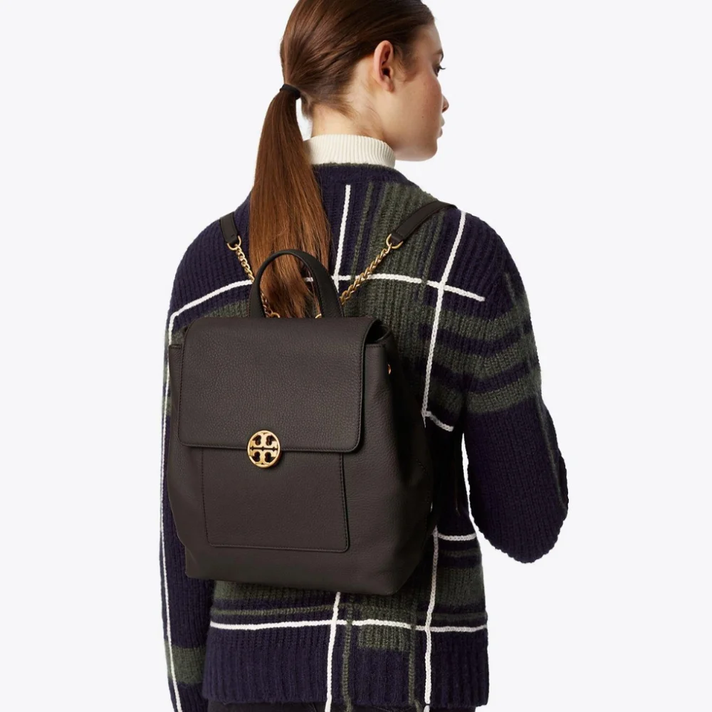 Tory Burch Black Mini Chelsea Backpack with Gold Accent EUC